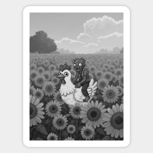 Chicken-Jockey-Zombie & Chicken in Sunflower Field #2 Sticker